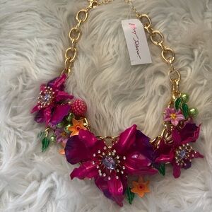 Betsey Johnson Pink and Purple Floral Necklace